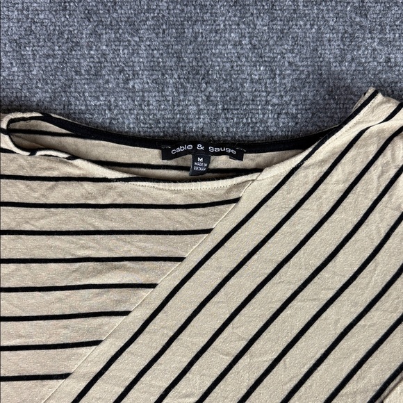 Cable & Gauge Beige and Black Striped Top - Picture 2 of 5